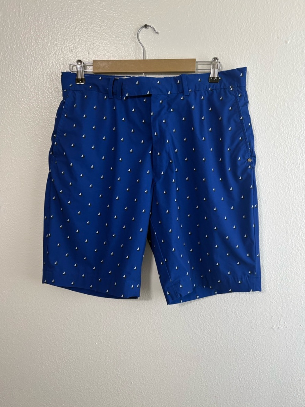 RLX Ralph Lauren Size 34 Blue Sail Boat Pattern Golf Shorts‎ Preppy Nautical